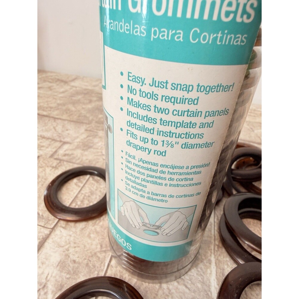 Dritz  Curtain Grommets 1 3/8”Inner Diameter Plastic 32 PCs Pkg-MARBLE Brown New - Picture 5 of 9